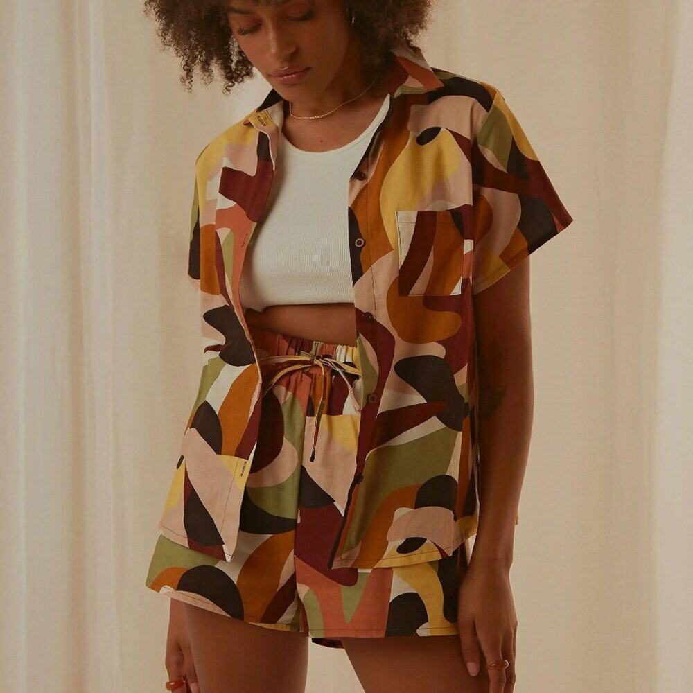 Peppermayo Matching Set Paloma Shirt & Shorts in Tropicola size 6